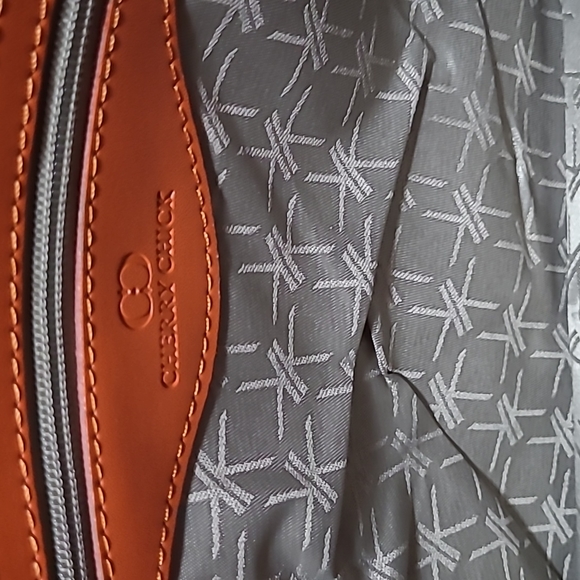 CHERRY CHICK leather, orange  mid size tote - Picture 8 of 8